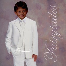 Brand New boy formal wedding Tuxedo suit set White 4