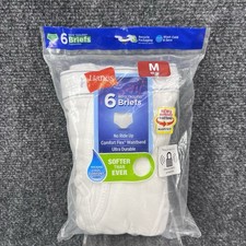New 6 Pack Hanes Boys White Tagless Medium 10-12 NOS 2019