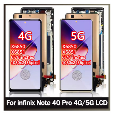 AMOLED Display LCD Screen Touch Digitizer Frame For Infinix Note 40 Pro 4G / 5G