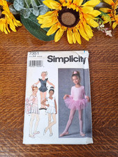Simplicity Sewing Pattern 7351 Childs Leotard Skirt Tutu Bag Hair Age 3 4 5 6