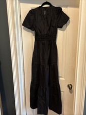 Quince Women's 100% Organic Cotton  Tiered Maxi Dress Black XS