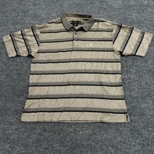 Nike Golf Polo Mens Size Large Tan Black Striped Short Sleeve Casual Athletic