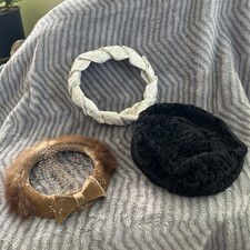 Lot Of Three Vintage Ladies Fascinator Pillbox Hats  Bands
