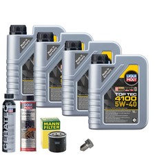 Motoröl 5W40 LIQUI MOLY 4L+MANN Ölfilter+Spülung+Cera Tec+Ölablassschraube