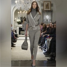 POLO RALPH LAUREN Stretch Suede Lamb Leather Skinny Pants in Grey Size XS