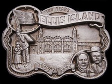 JA27132 VINTAGE 1992 ELLIS ISLAND 100 YEARS LTD. EDITION PEWTER BELT BUCKLE