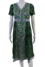 Marc Jacobs Women A-Line Sundress Black VNeck Cotton Midi Size 4