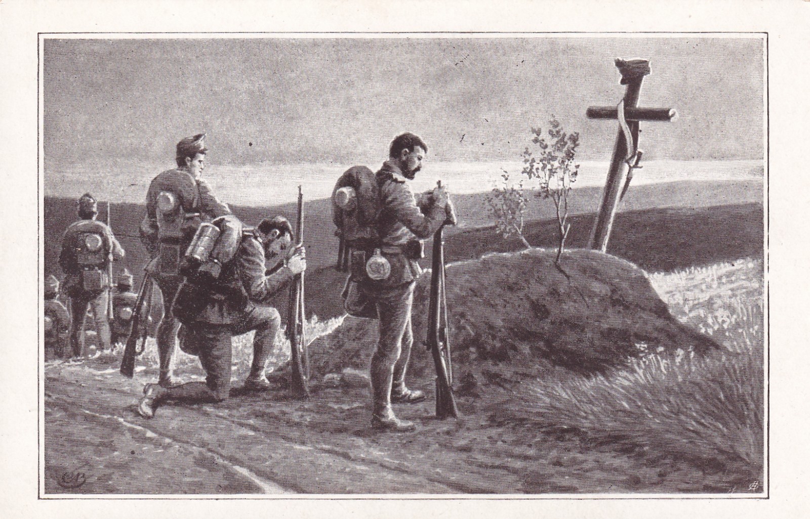 CARTOLINA MILITARE ,KUK - AUSTRO UNGARIAN - UNA PREGHIERA SILENZIOSA
