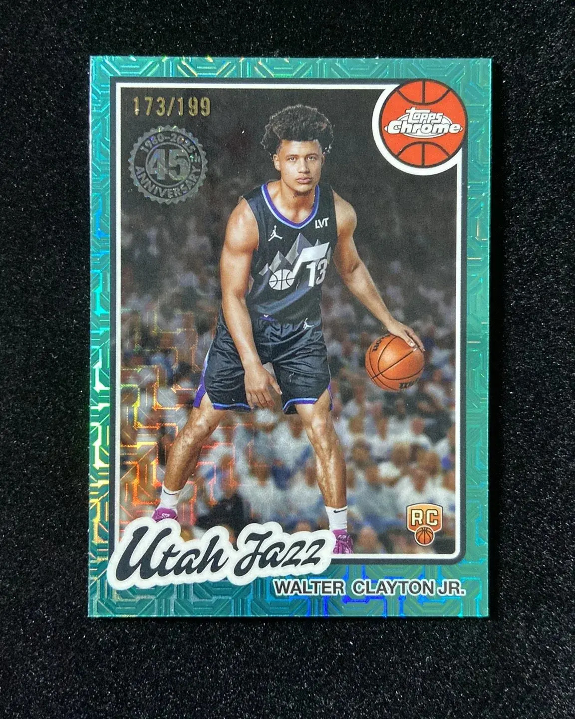 2025-26 Topps Chrome 45th Aqua Mojo Walter Clayton Jr. RC Rookie 173/199 HD