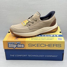 Skechers Slip Ins Men  s 10 Wide Taupe Walking Shoes Relaxed Fit Goodyear Meroe