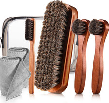 7 Pcs Horsehair Shine Shoes Brush Kit Polish Dauber Applicators Cleaning Leather