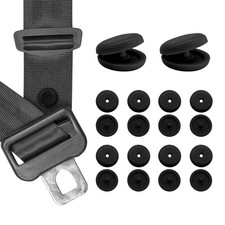 10 Sets Universal Seat Belt Button Stoppers, Prevent Buckle Sliding Black