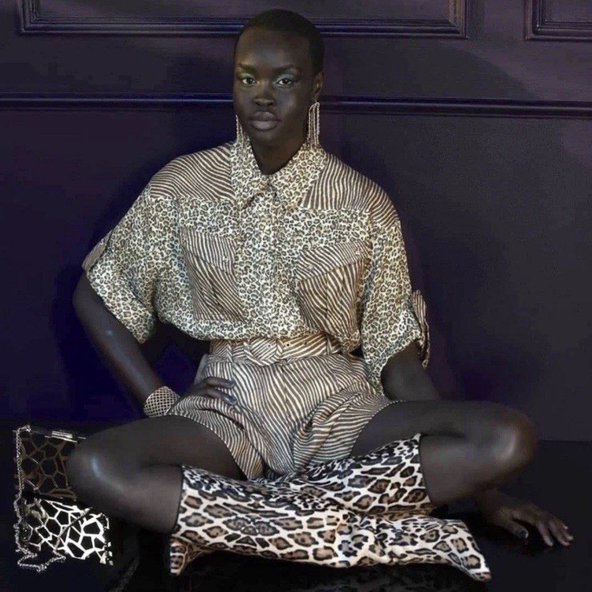 ZIMMERMANN Empire Leopard Safari Size 0 (AU 8-10 US 4-6) CUFFED BLOUSE SHIRT TOP