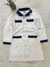 Vintage Lab Coat White With Navy Trim Fits Medium Styled By "Canadian" Tag