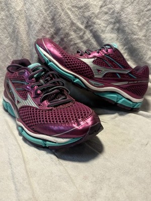 Mizuno Women's Wave Enigma 5 Lace Up Running Shoes Purple Silver Green Sz 10