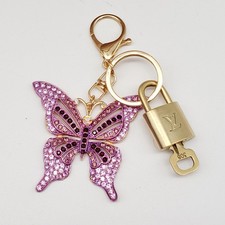 Authentic Louis Vuitton Gold Lock Unbranded Butterfly Keychain Bag Charm LV