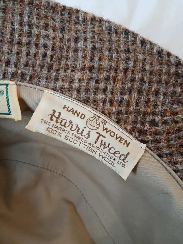 Винтажный LL Bean Harris твид 100% шотландская шерсть Gore-Tex коричневый ведро шляпа средний - Изображение 4 из 4