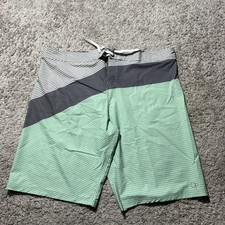OP Flex 4 Way Stretch Men s Size 42 Swim Board Shorts Striped Beach Green EUC