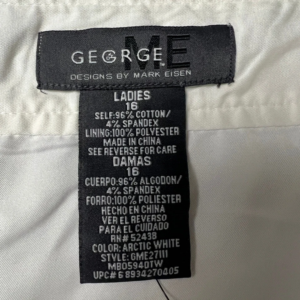 George Designs White Pleated Skirt with Grommets Ladies Size 16 Cotton Blend - Image 4 of 4