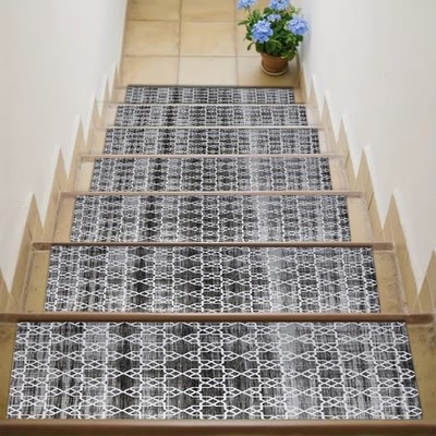 7pcs/15pcs Bohemian Patterned Printed Stair Mats, Indoor And Outdoor Long Rugs