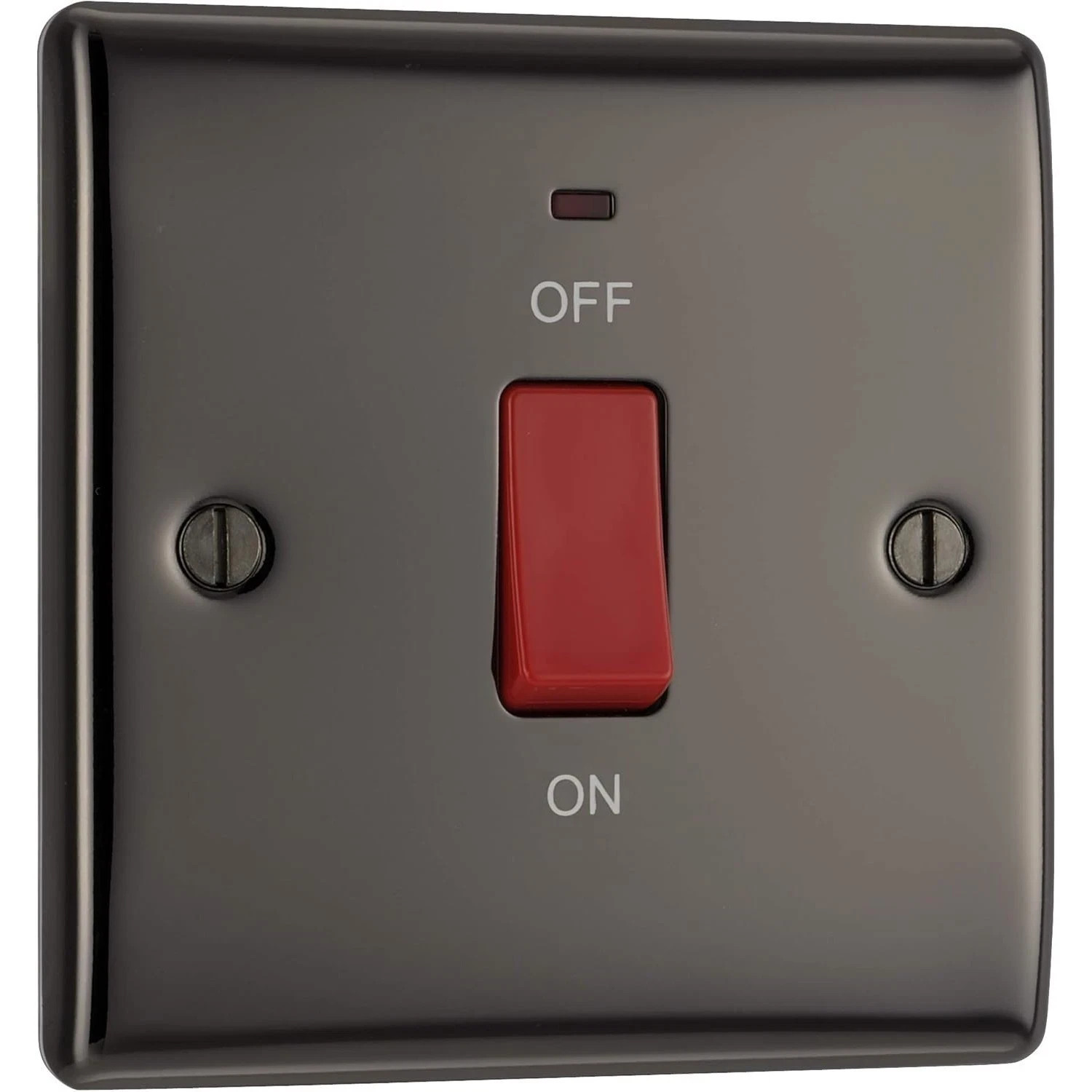 BG Nexus 45A Cooker Switch Black Nickel Vertical Neon Light 45amp Cooker Switch