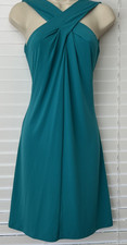 Michael Kors Women's Teal A-line Sleeveless Crossover Cocktail Dress Small