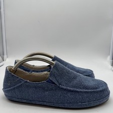 OluKai Nohea Hulu Women's Slippers Shoes Blue Textile Fleece Lined Size 7