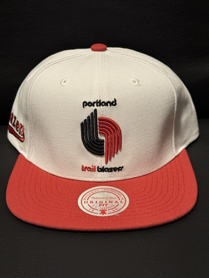 #ad Mitchell amp; Ness Portland Trail Blazers HWC Snapback Hat Two Tone White Red NWT $22.99