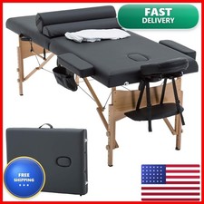 BestMassage 73 Inch Adjustable 2 Folding Portable Massage Table w/ Carry Case