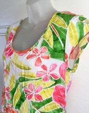JAMS WORLD VTG Vibrant Floral W661-WAIO Waioli Cap Sleeve Hawaiian Shirt SMALL