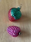 VTG Glass Mini Bumpy RASPBERRY Kugel Christmas Ornament Japan & STRAWBERRY Colum — photo 1
