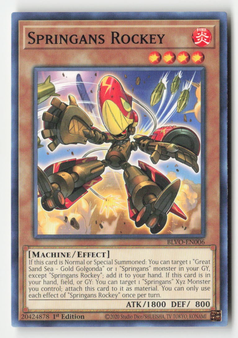Springans Rockey BLVO-EN006 Common Blazing Vortex Yu-Gi-Oh 1st Edition Near Mint