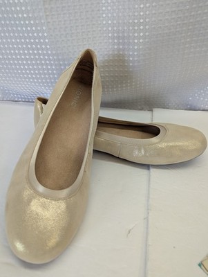 Vionic Anita Ballet Flats Womens 11 Gold Metallic Comfort Orthotic Arch Support