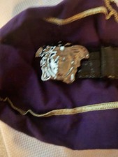 Versace Men’s Black Dress Belt Crocodile Pattern Medusa Logo Buckle Size 38