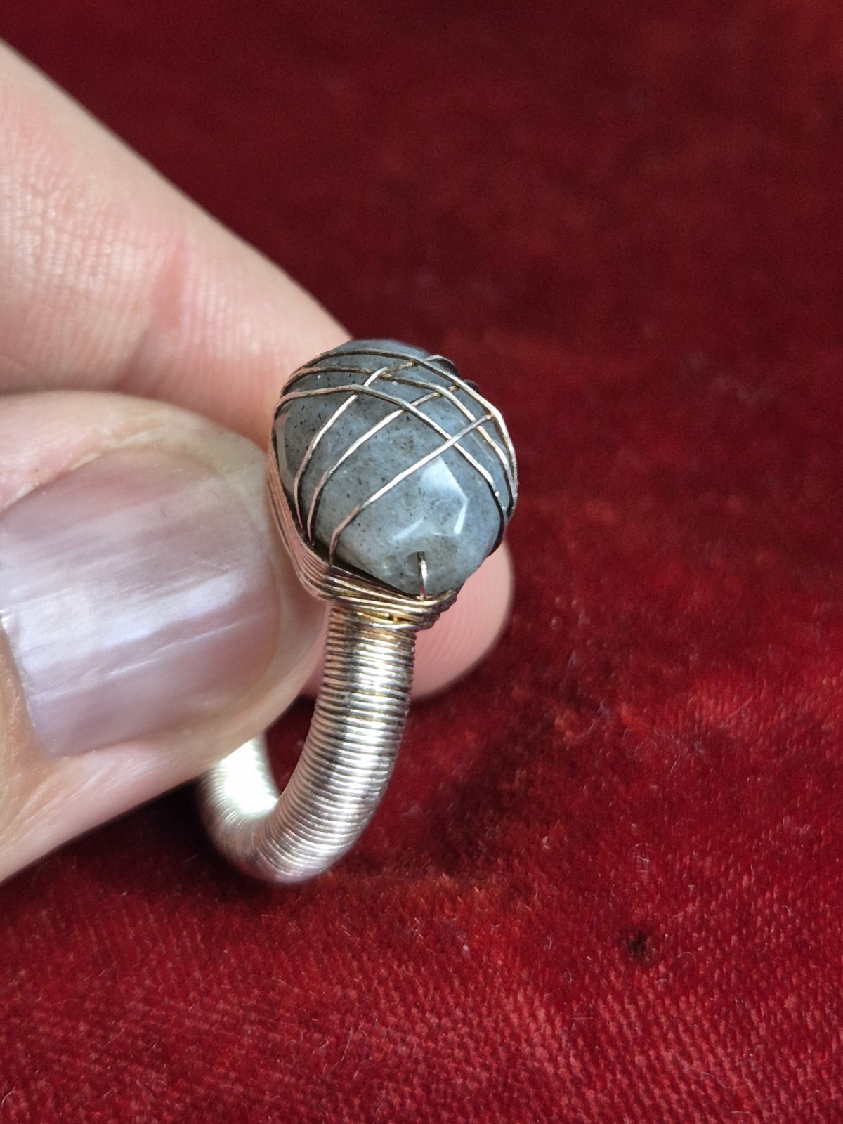Sterling Silver Wire Wrapped Ring Set With A Face… - image 10
