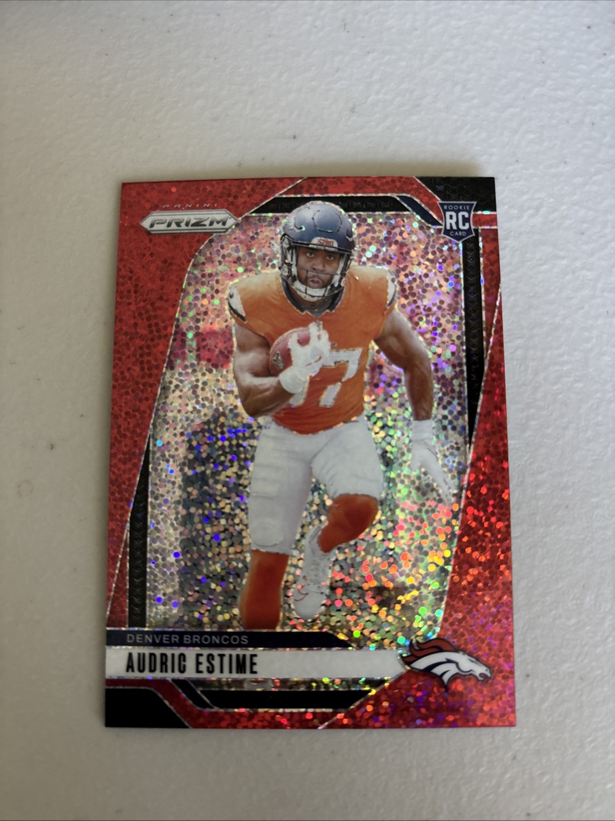 2024 Panini Prizm Audric Estime RC Red Sparkle Rookie #306 Denver Broncos 📈📈📈