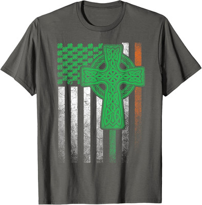 Irish American Flag Ireland St Patricks Day Cross Unisex T-Shirt