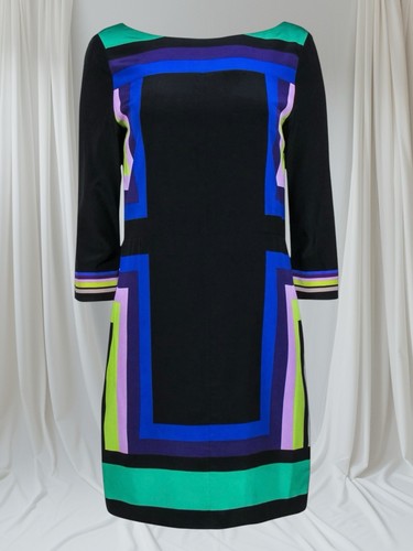 Diane Von Furstenberg DVF Avery Womens Silk Colorblock Shift Dress Black 14 NWT - Picture 8 of 14