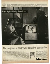 1956 Magnavox TV Television Set Gold Seal Video Theatre Vintage Print Ad