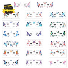 20 Sheets Christmas Glitter Butterfly Temporary Tattoos Colorful Fairy Butterfly