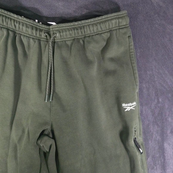 Pantalones deportivos Reebok para hombre XL verde oliva polar cintura elástica bolsillo con cremallera Foto 2 de 4