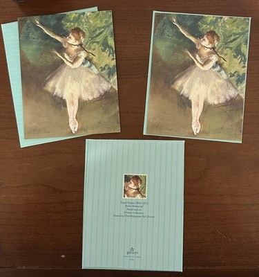 Ballet Rehearsal Edgar Degas French Impressionist Blank Inside Note Card - 3 ea