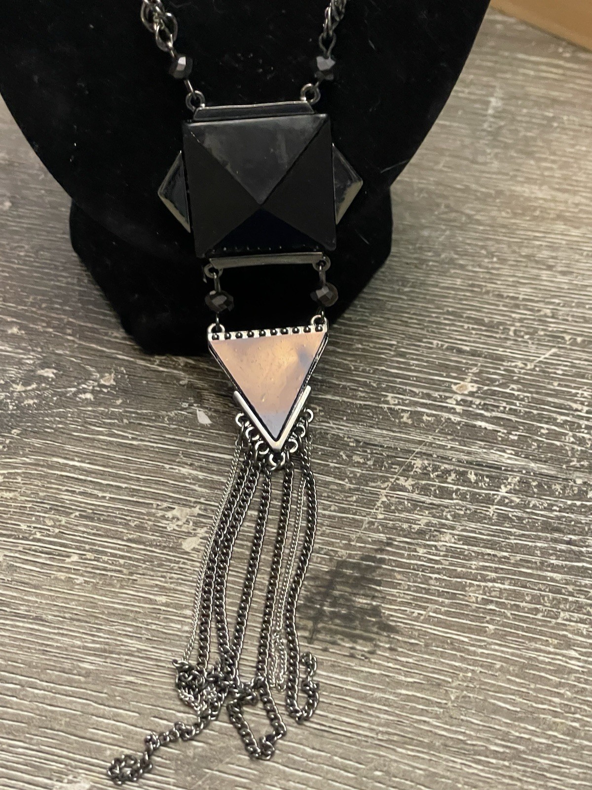 Express Silver Tone Geometric Statement Necklace … - image 2