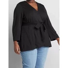 Jacket 22/24 Black Blazer Faux Wrap Belted Ponte Knit Pockets Plus Size 3X NWT