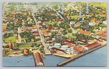 Vintage Air View Postcard Key West Florida Tichnor Bros 41