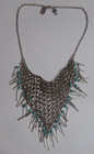 Vintage Blue Beads & Silver Tone Chainmail Mesh On 18" Necklace - American Eagle — photo 1