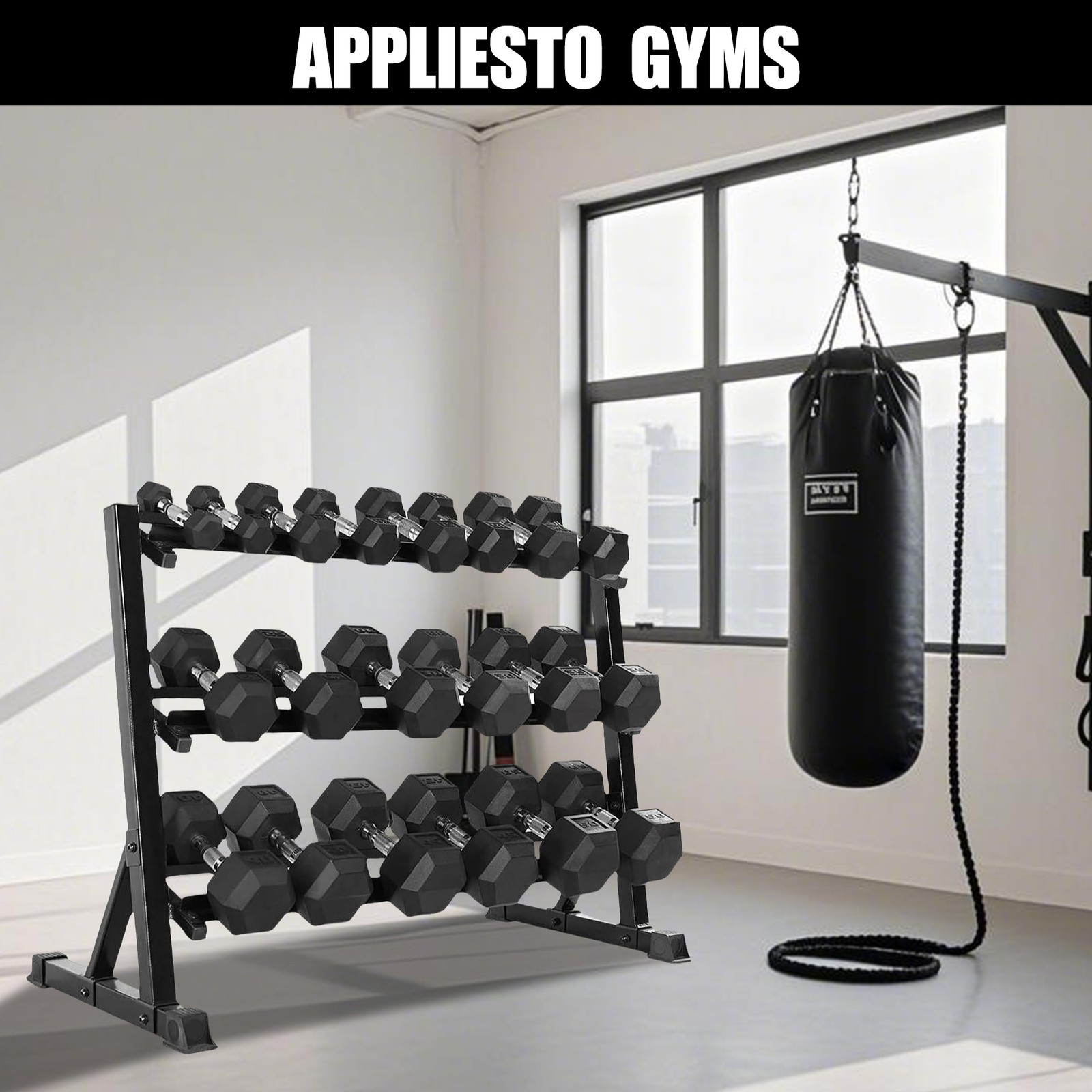 1100LB 3-Tier Adjustable Dumbbell Rack 36-Inch Base Home Gym Storage Stand