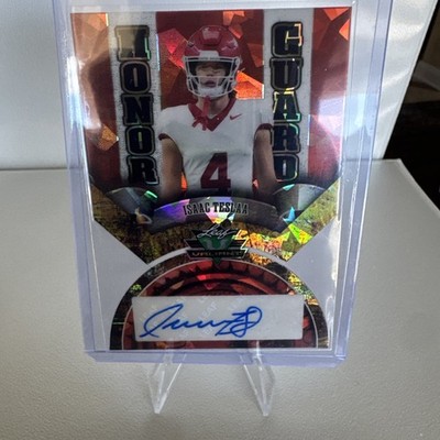 Isaac Teslaa 2025 Eclectic Honor Guard Auto 1/1 Red Cracked Ice Die Cut Lions