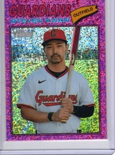 2026 Topps Heritage Steven Kwan Chrome Pink Sparkle Refractor #139 Guardians NM