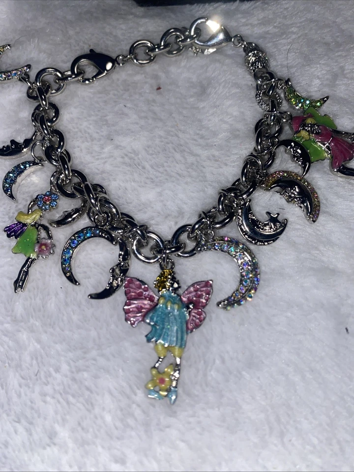 Kirks Folly 月光仙女悬垂水钻小饰品手链银色带盒 — 第 3/4 张图片